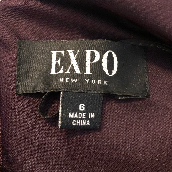 Purple floor length tiered evening dress, size 6 - Picture 3 of 8